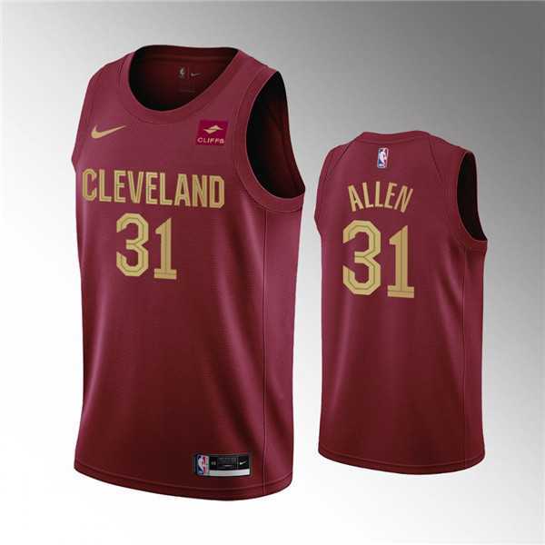Mens Cleveland Cavaliers #31 Jarrett Allen Wine Icon Edition Stitched Basketball Jersey Dzhi->cleveland cavaliers->NBA Jersey